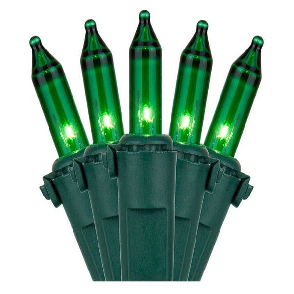 100L Green Incandescent Mini Lights 6" Spacing