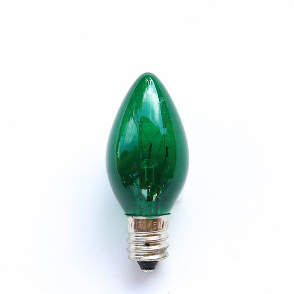 C7 Green Transparent Incandescent Bulb