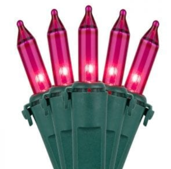 50L Pink Incandescent Mini Lights 6" Spacing