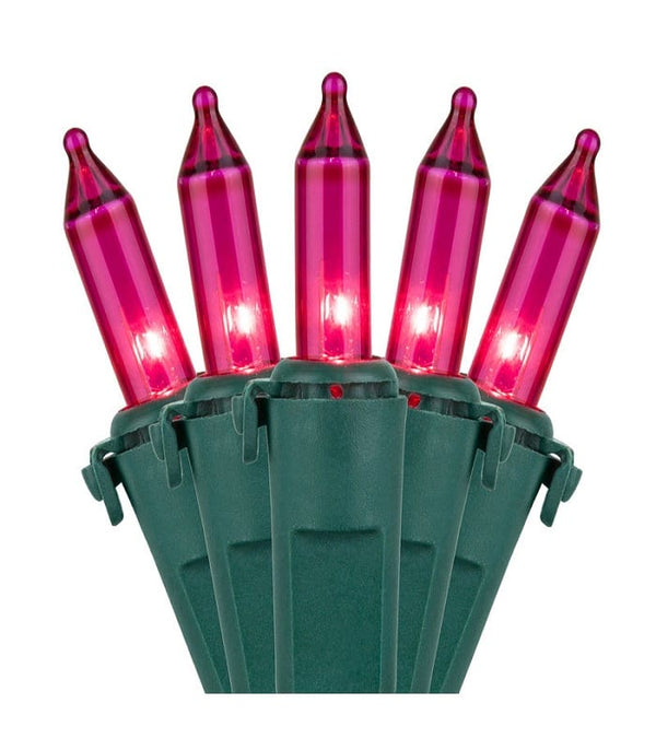 100L Pink Incandescent Mini Lights 6" Spacing