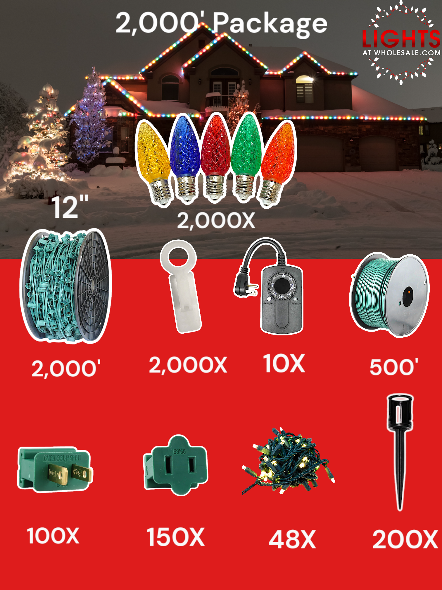 2000' Contractor Christmas Light Installation Kit
