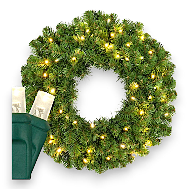 24" Sequoia Fir Wreath With 50 LED Lights - Warm White