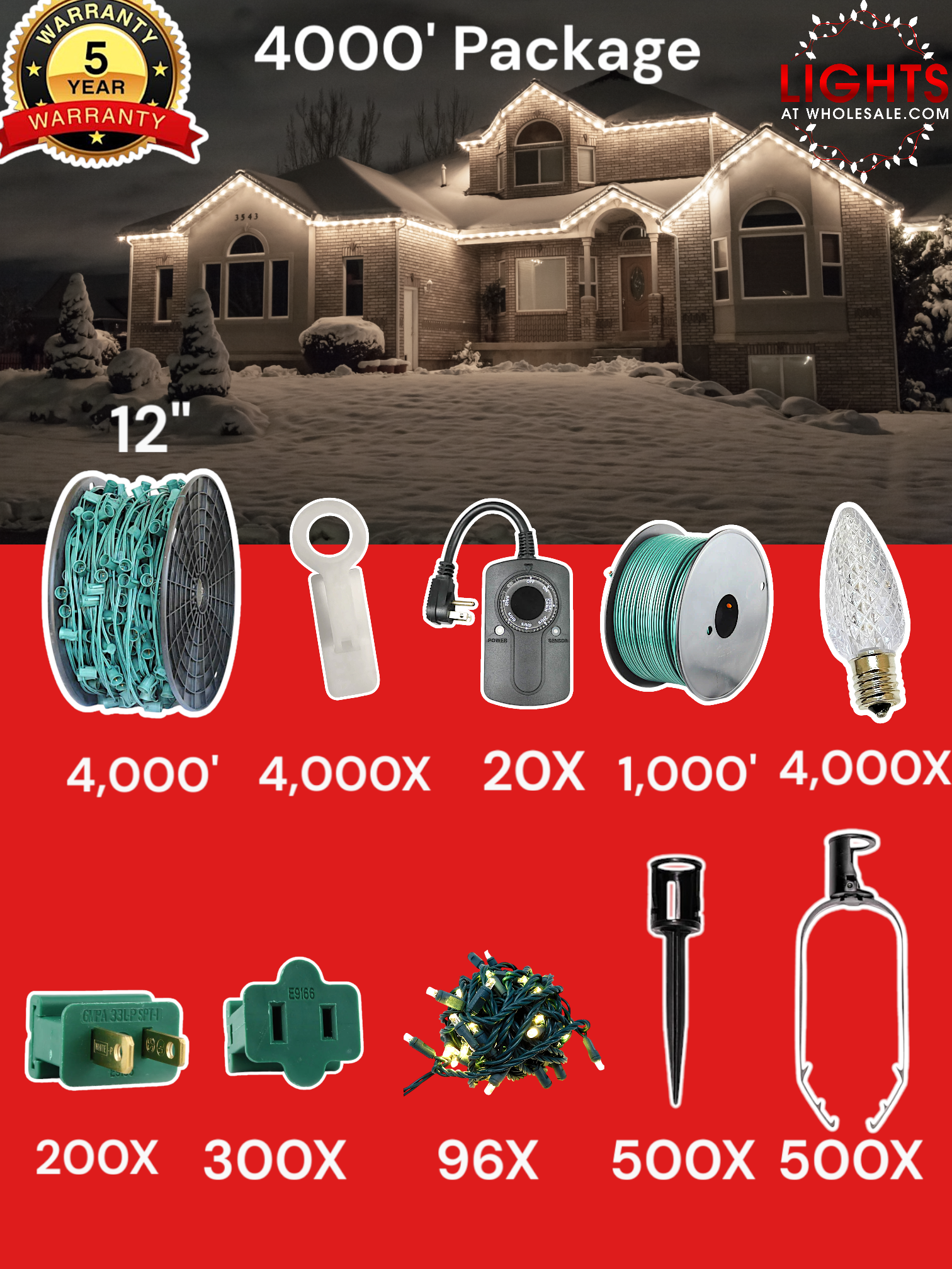 【セール中】ハウスライト✨クリスマス✨3Pセット 4000' Christmas Light Contractor Starter Kit