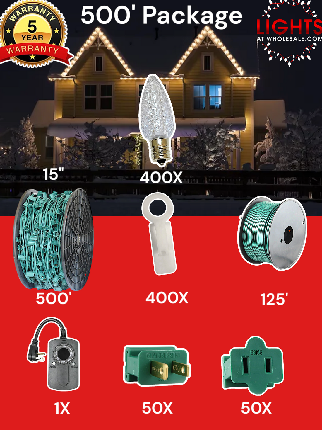 C9 LED 500' Christmas Light Pro Packages