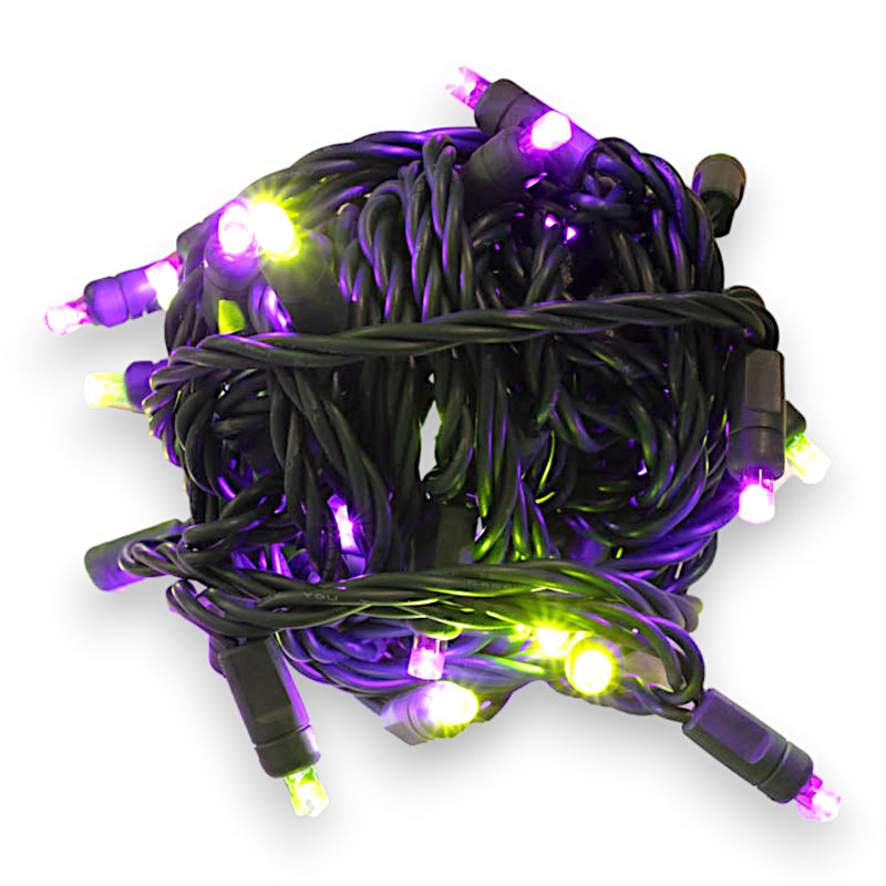 50L 6" Spacing Concave (CURVED IN) Witch (Purple/Lime) LED Mini Light (Ball)