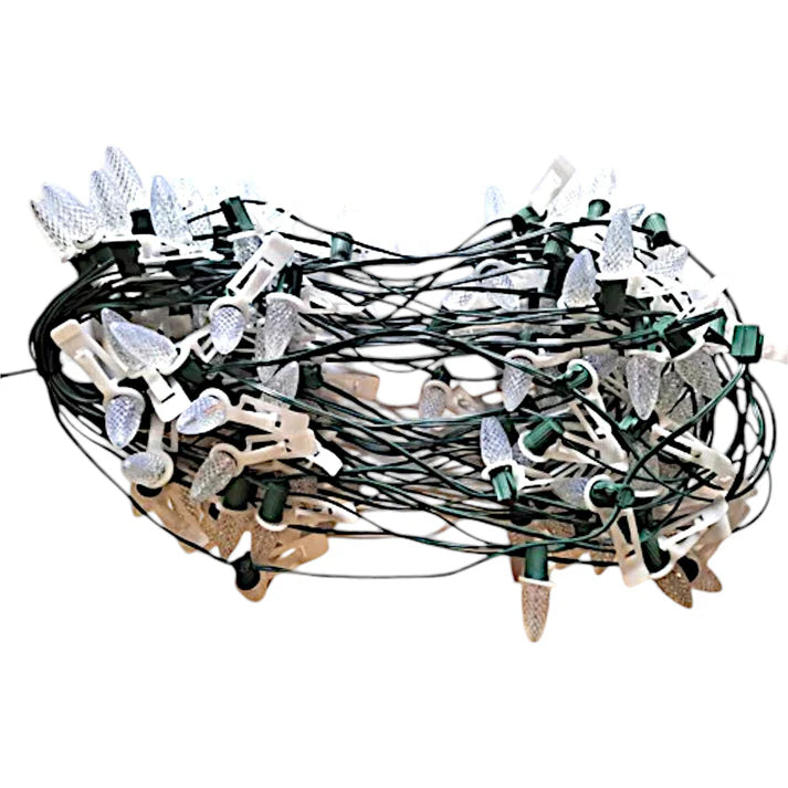 **Pre-Season C7 12" Spacing Pre-Bulbed and Pre-Clipped Christmas Lights