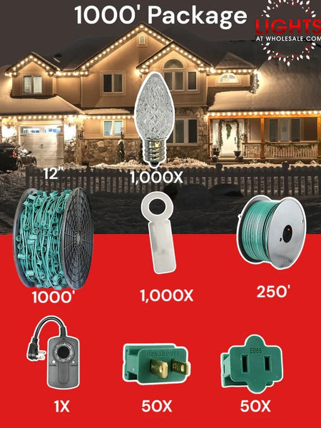 1000' C7 Christmas Light Installation Kit