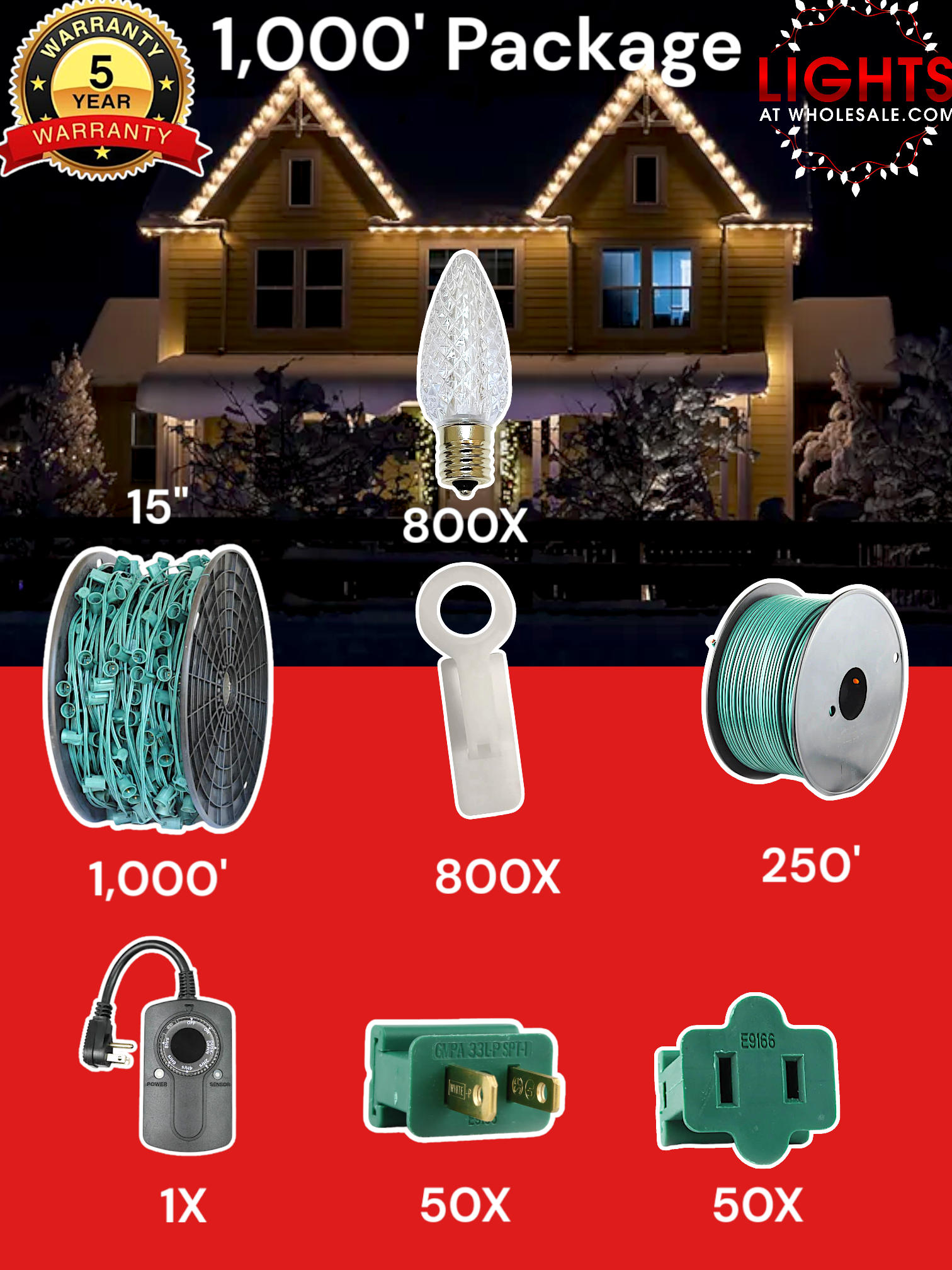 C9 1000' Wholesale Christmas Light Installation Kit