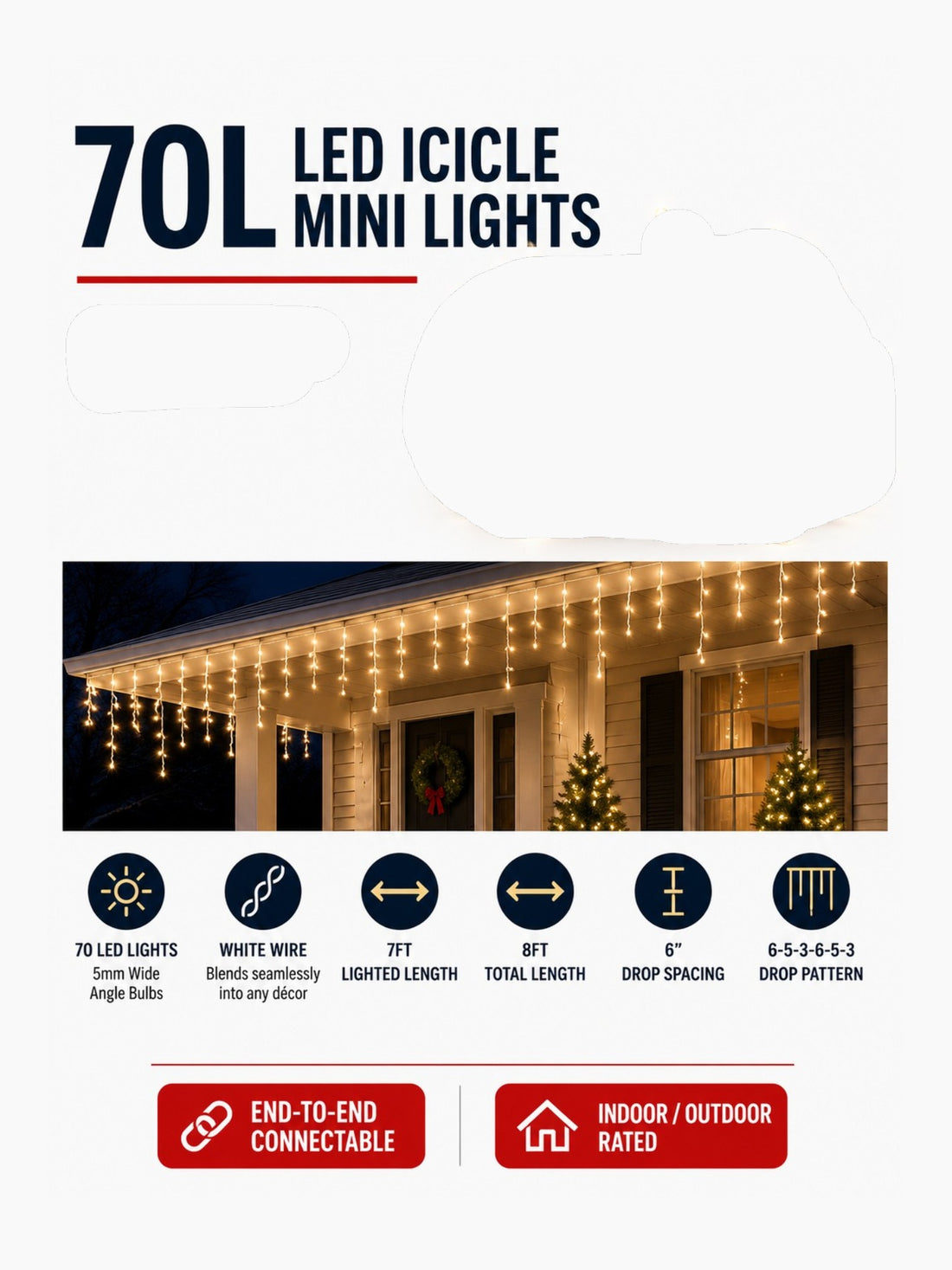 70L Concave Icicle Mini Lights