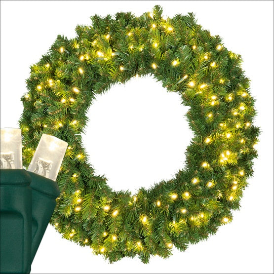 36" Sequoia Fir Wreath With 150 LED Lights - Warm White