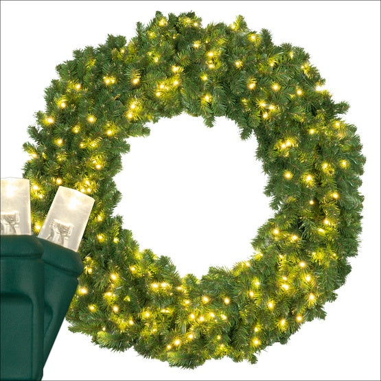 48" Sequoia Fir Wreath With 200 LED Lights - Warm White