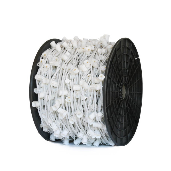 C9 1000′ 15" Spacing White Socket Wire Spool