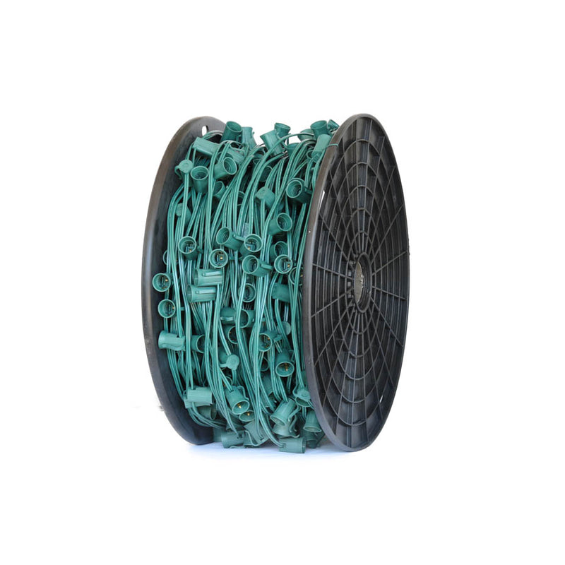C9 500′ 12" Spacing Green Socket Wire Spool