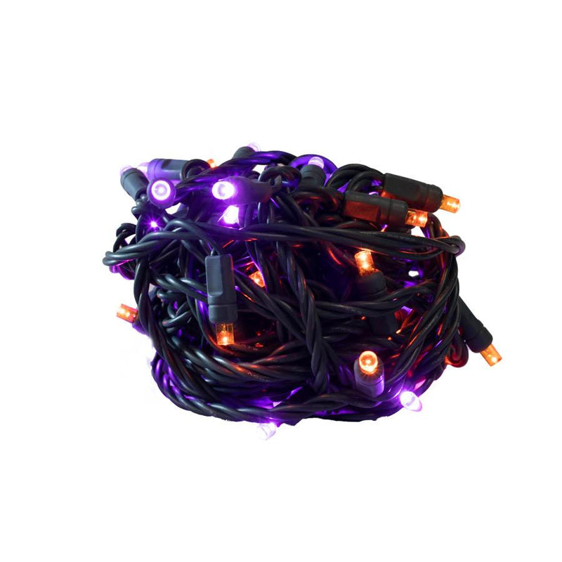 50L 6" Spacing Concave (CURVED IN) Halloween (Purple/Orange) LED Mini Light (Ball)