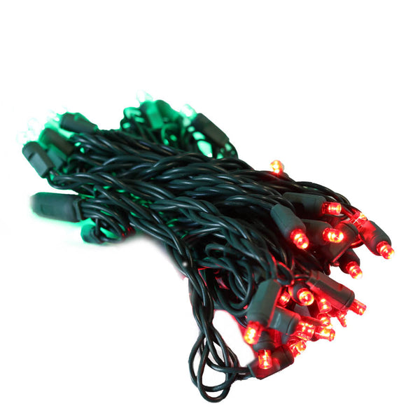 50L 6" Spacing Concave (CURVED IN) Red/Green LED Mini Light (Strand)