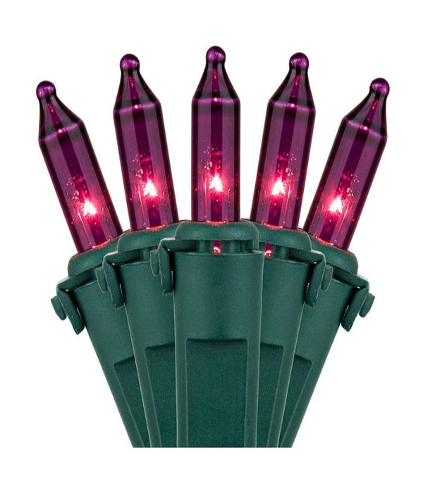 50L Purple Incandescent Mini Lights, 6" Spacing