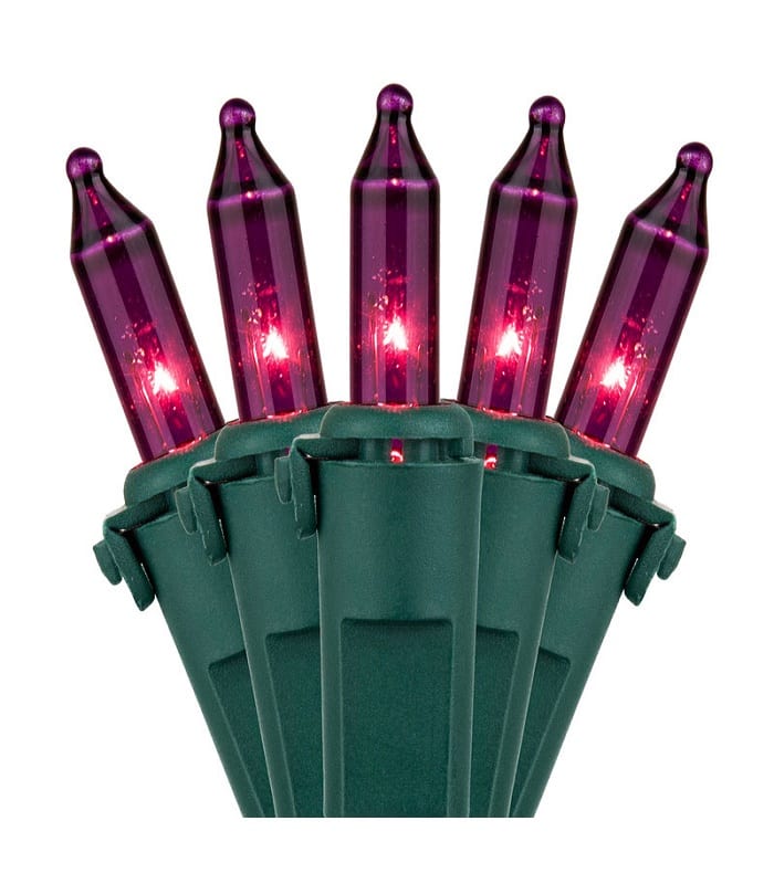 100L Purple Incandescent Mini Lights 6" Spacing